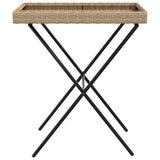 Folding Tray Table Beige 65x40x75 cm Poly Rattan 365130