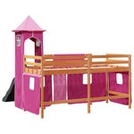Kids' Loft Bed with Tower Pink 80x200 cm Solid Wood Pine 3309127