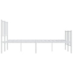 Metal Bed Frame without Mattress with Footboard White 140x190cm 352547