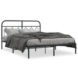 Metal Bed Frame without Mattress with Headboard Black 140x190cm 377117