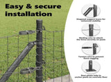 Fence Post with Concrete Base 52 pcs Grey Powder-Coated Steel 3350236