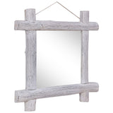 Log Mirror White 70x70 cm Solid Reclaimed Wood 283932