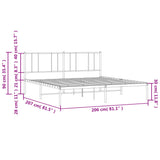 Metal Bed Frame without Mattress with Headboard White 200x200cm 352536