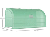 Walk-In Lean to Greenhouse with Windows and Zippered Doors, 2 Tiers 6 Wired Shelves 300L x 150W x T3398P318835