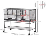 Large Bird Cage Parrot Cage with Divider, Slide Tray for Finch Canaries Parakeets Cockatiels, 95 x T3398P349805