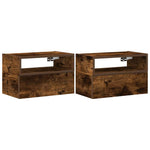 ZNTS Wall-mounted Bedside Cabinets 2 pcs Smoked Oak 45x26x28.5 cm 858605