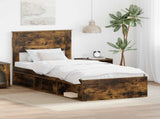 Bed Frame with Headboard Smoked Oak 90 x 190 cm Solid Pine Wood 3409803