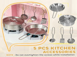 Play Kitchen, Kids Kitchen Set with Lights and Sounds, Double Stoves, Ice Maker, Chalkboard for 3 T3398P422355