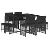 9 Piece Garden Dining Set with Cushions Black Poly Rattan 3210955