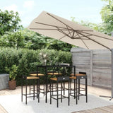 7 Piece Garden Bar Set Black Poly Rattan& Solid Wood Acacia 3187678