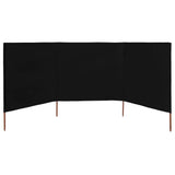 3-panel Wind Screen Fabric 400x160 cm Black 47152