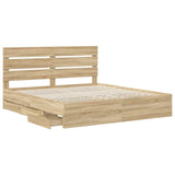 Bed Frame with Drawer Sonoma Oak 180 x 200 cm Engineer Wood 3411814