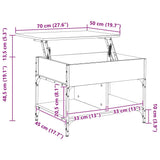 Coffee Table Black 70x50x50 cm Engineered Wood and Metal 845361
