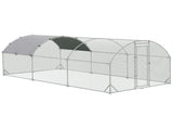 Large Galvanised Chicken Coop with Cover 5.7x2.8x2m Outdoor for Hens - Silver Grey T3398P553220