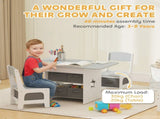 Kids Table and Chair Set, Toddler Table and 2 Chairs Set with 6 Removable Drawers, for Boys Girls T3398P422135