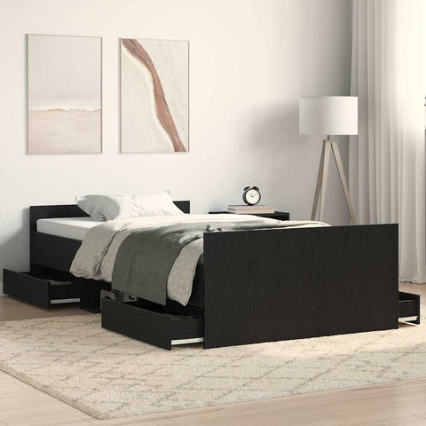 Bed Frame with Headboard Black oak 90 x 190 cm Engineered wood 3329328