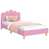 Children's Bed Frame with Headboard Pink 90 x 200 cm Fabric 42011062