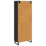 Highboard with Drawer 2 pcs Black Oak Engineered Wood and Glass 3416134