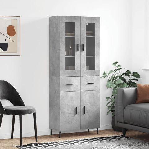 Highboard Concrete Grey 69.5x34x180 cm Engineered Wood 3198549
