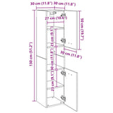 804997 Bathroom Cabinet White 30x30x130 cm Engineered Wood