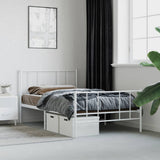 Metal Bed Frame without Mattress with Footboard White 107x203cm 352543
