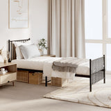 Metal Bed Frame without Mattress with Footboard Black 75x190cm 350872