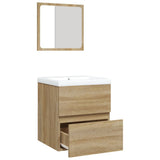 Bathroom Sink Cabinet with Basin and Mirror Sonoma Oak 3114173