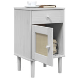 ZNTS Bedside Cabinet SENJA Rattan Look White 40x35x65 cm Solid Wood Pine 358014