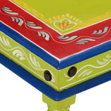 Coffee Table Green Hand Painted Solid Wood Mango 353764