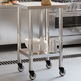 Kitchen Work Table with Wheels 55x55x85 cm Stainless Steel 376462