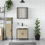 ZNTS 3 Piece Bathroom Cabinet Set Sonoma Oak Engineered Wood 3214761