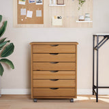 Rolling Cabinet with Drawers MOSS Honey Brown Solid Wood Pine 355891