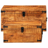 Storage Chest Set 2 Pieces Rough Mango Wood 241634