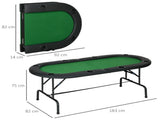 8 Player Folding Poker Table, Oval Portable Blackjack Casino Table with Cup Holder, Felt Top and T3398P376692