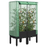 ZNTS Raised Bed with Greenhouse Cover Rattan Look 80x40x140 cm 4015819