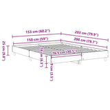 Bed Frame No Mattress Smoked Oak 150x200 cm King Size Engineered Wood 3328712