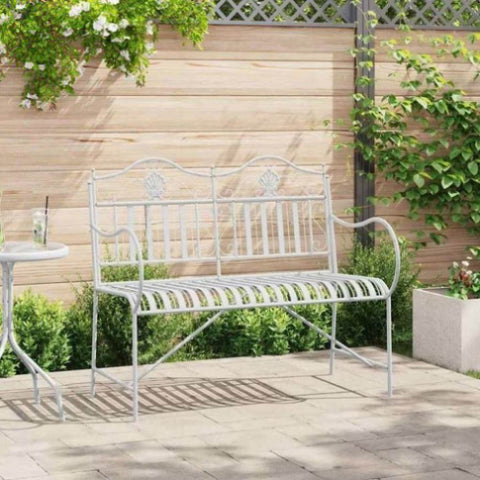 Garden Bench White 104 x 54 x 93cm Steel 42008118