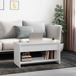 809647 Coffee Table White 102x50x52,5 cm Engineered Wood