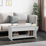 809647 Coffee Table White 102x50x52,5 cm Engineered Wood