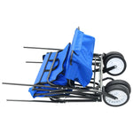 ZNTS Folding Hand Trolley with Canopy Steel Blue 147590