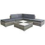 ZNTS 6 Piece Garden Lounge Set with Cushions Poly Rattan Grey 42745