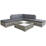 ZNTS 6 Piece Garden Lounge Set with Cushions Poly Rattan Grey 42745