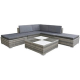 Patio Furniture Grey Powder-coated steel, PE rattan, glass, polyester 42745