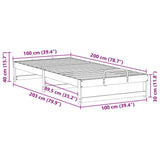 Bed Frame White 100 x 200 cm Solid Pine Wood 873143