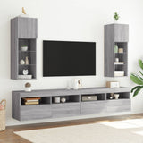 TV Cabinets with LED Lights 2 pcs Grey Sonoma 30.5x30x90 cm 837012