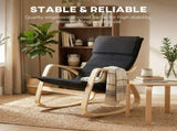 Lounge Chair, Comfortable Relax Rocking Chair with Headrest, 67W x 92D x 89H cm, Black T3398P548066