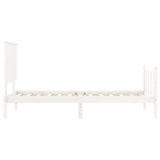 Bed Frame without Mattress White Single Solid Wood Pine 3193367