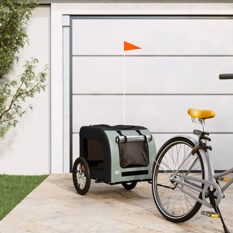 ZNTS Pet Bike Trailer Black and Grey Oxford Fabric and Iron 93832