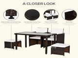 2 Seater Rattan Cube Garden Furniture Set, Rattan Dining Set with Cushions, Outdoor Dining Table and T3398P328390