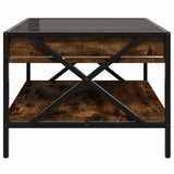 Coffee Table with Infinity LED Smoked Oak 50x50x38 cm 847699